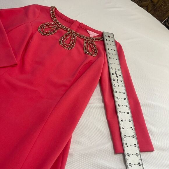 Lilly Pulitzer Bronte Shift Watermelon Pink Beaded Neckline Dress Size 2 - Picture 5 of 10